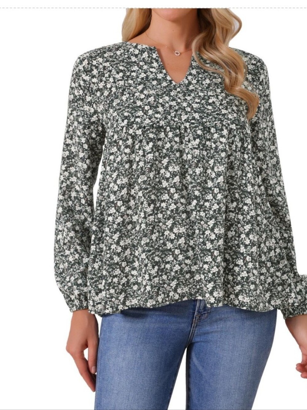 Smocked Tiered Peasant Tunic - Olive Leopard